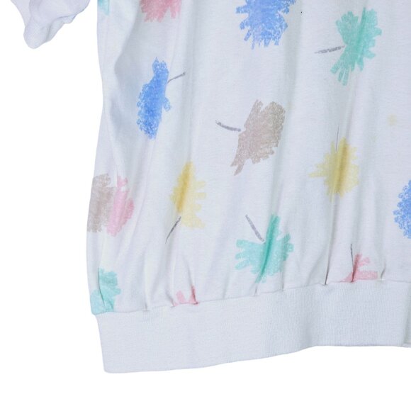 Vintage 70's Lady Devon Pastel Leaf Splotch Short Waisted Top, Sz 1X - Picture 3 of 5